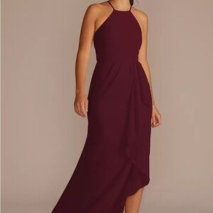 David’s Bridal bridesmaid F20014 high neck chiffon size 2